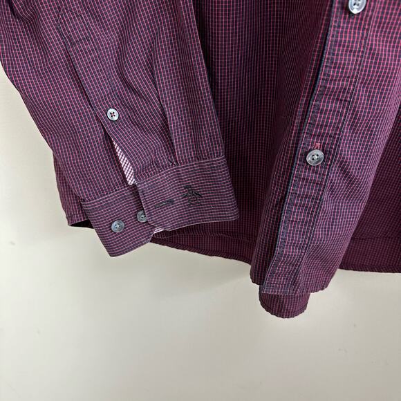 Penguin Button Down Shirt Navy Blue Red Windowpane Check Plaid 17.5 34/35 - Picture 4 of 7